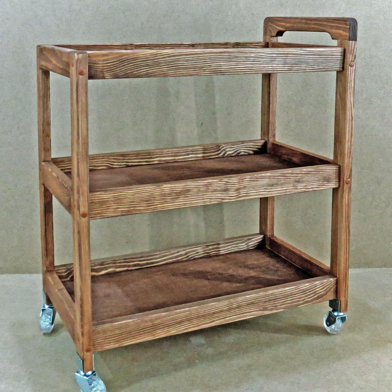 Этажерка для ванной из дерева на колесиках Дилимшер Корица (АБТ-008033)