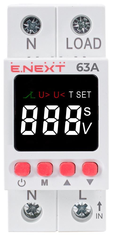 Реле контроля напряжения однофазное E.NEXT e.control.v63 63А с индикацией (p0690033) - фото 2 Реле контроля напряжения однофазное E.NEXT e.control.v63 63А с индикацией (p0690033) - фото 2