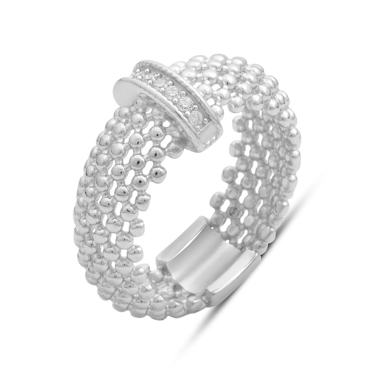 Кольцо серебрянное LoveR с ажурной текстурой и дорожкой прозрачных фианитов р. 19