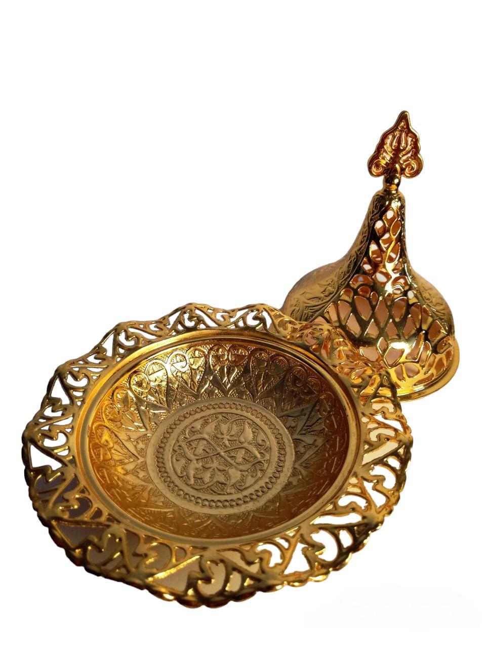 Лещина с крышкой металлическая со сквозными узорами Золотистый (14454306) - фото 2