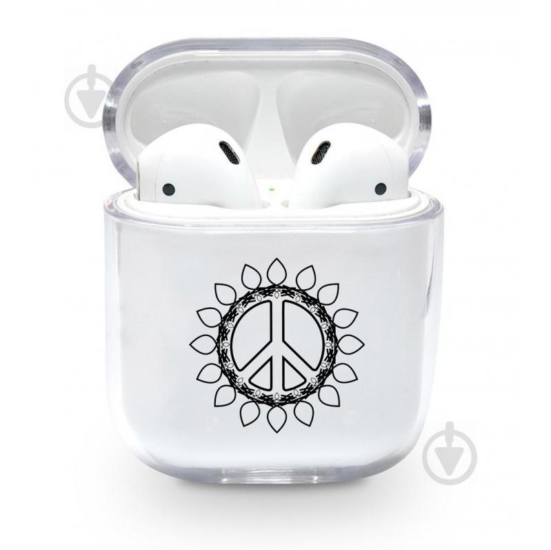 Прозрачный силиконовый чехол Apple AirPods с рисунком - Peace (KAP1181)