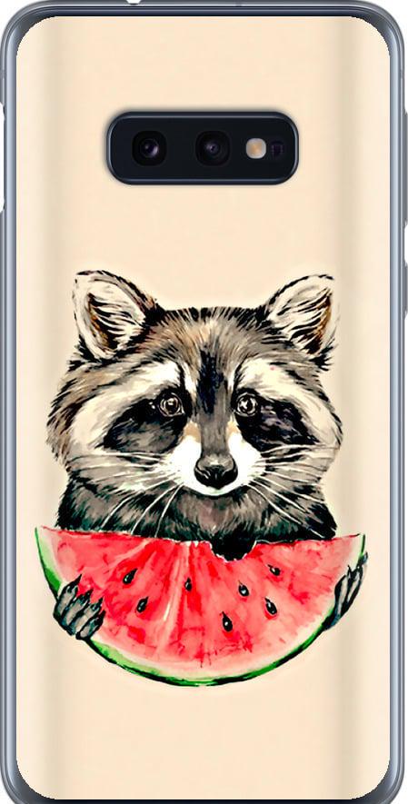 Чехол на Samsung Galaxy S10e Енотик с арбузом (4605t-1646-42517)