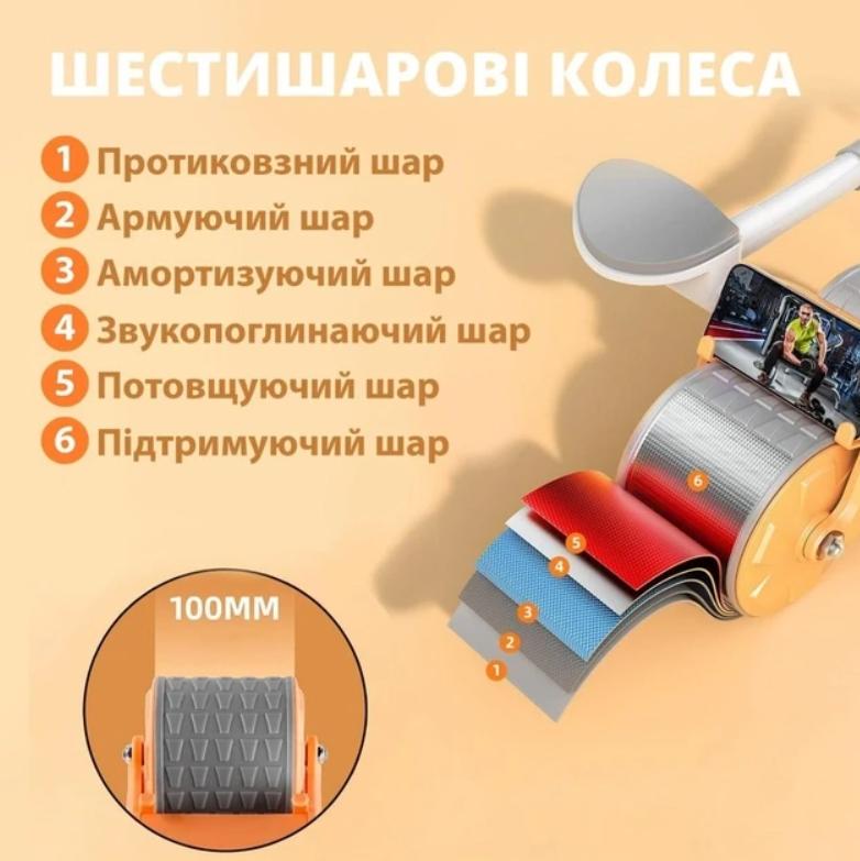 Тренажер для пресса Abs Wheel Roller 25х40 см (19279705) - фото 8