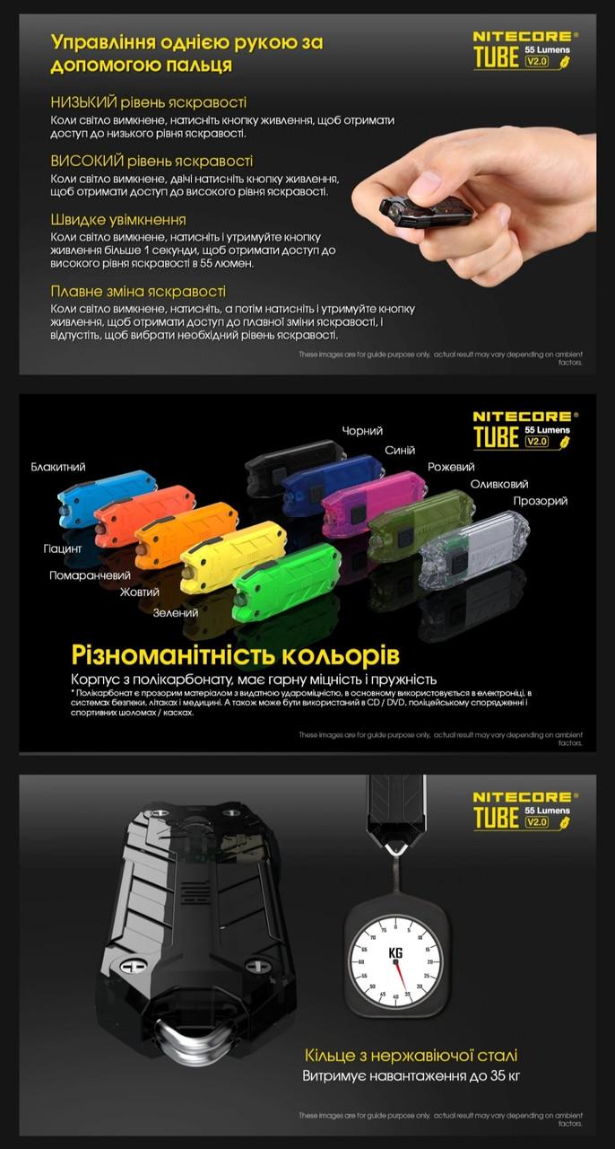 Ліхтар наключний Nitecore TUBE V2.0 Блакитний (010339) - фото 4