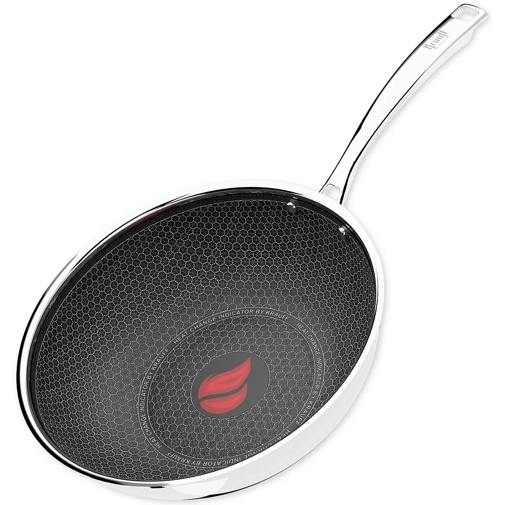 Сковорода Wok антипригарная Krauff 3-hly NanoPro 25-305-213 из нержавеющей стали с термоиндикатором 28 см (2601185269)