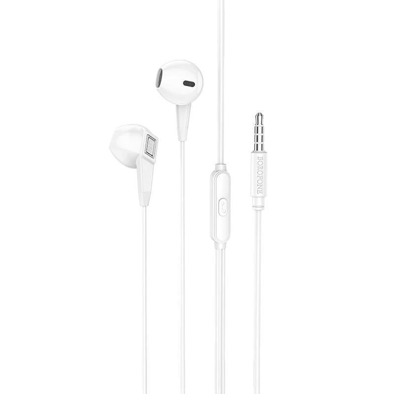 Наушники проводные Borofone BM68 вкладыши с микрофоном White