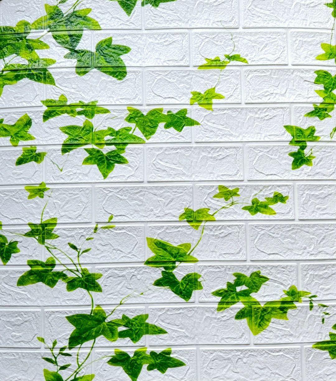 3D-панель декоративная самоклеящаяся под кирпич Плющ 700x770x3 мм Белый (BPN3-013)