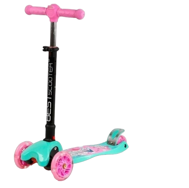 Самокат Best Scooter складной руль колеса светятся с фарой (L-8711)