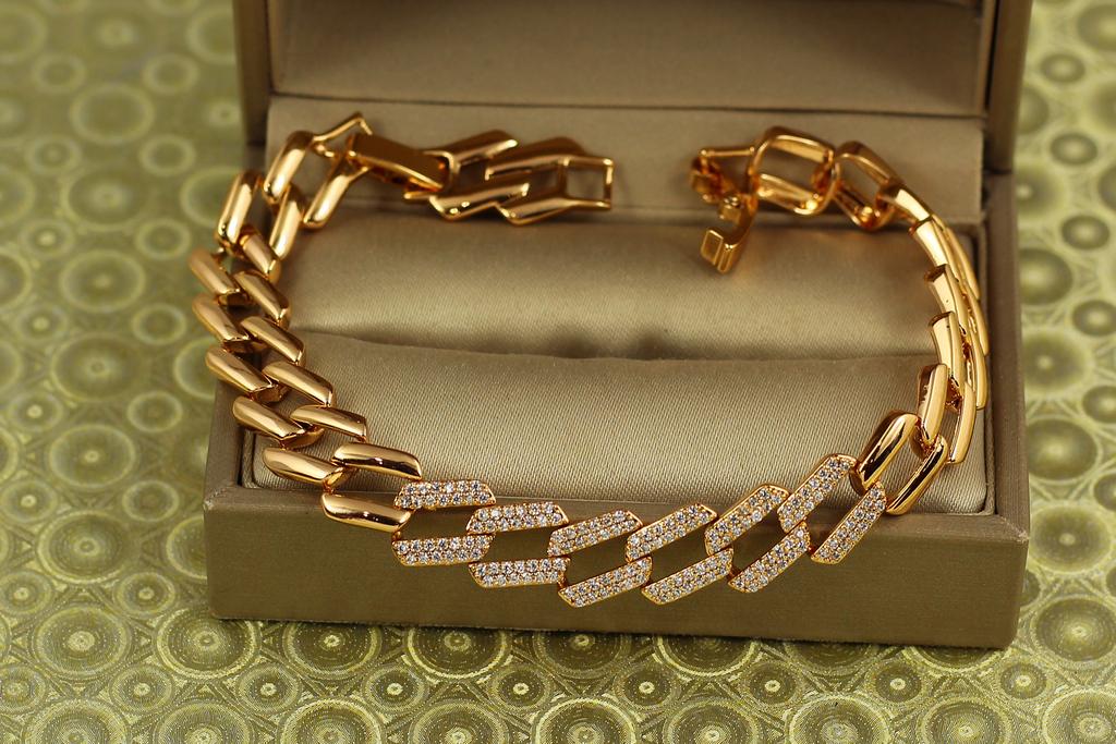 Браслет Xuping Jewelry Роскошь звеньев 17 см Золотистый (31097809)