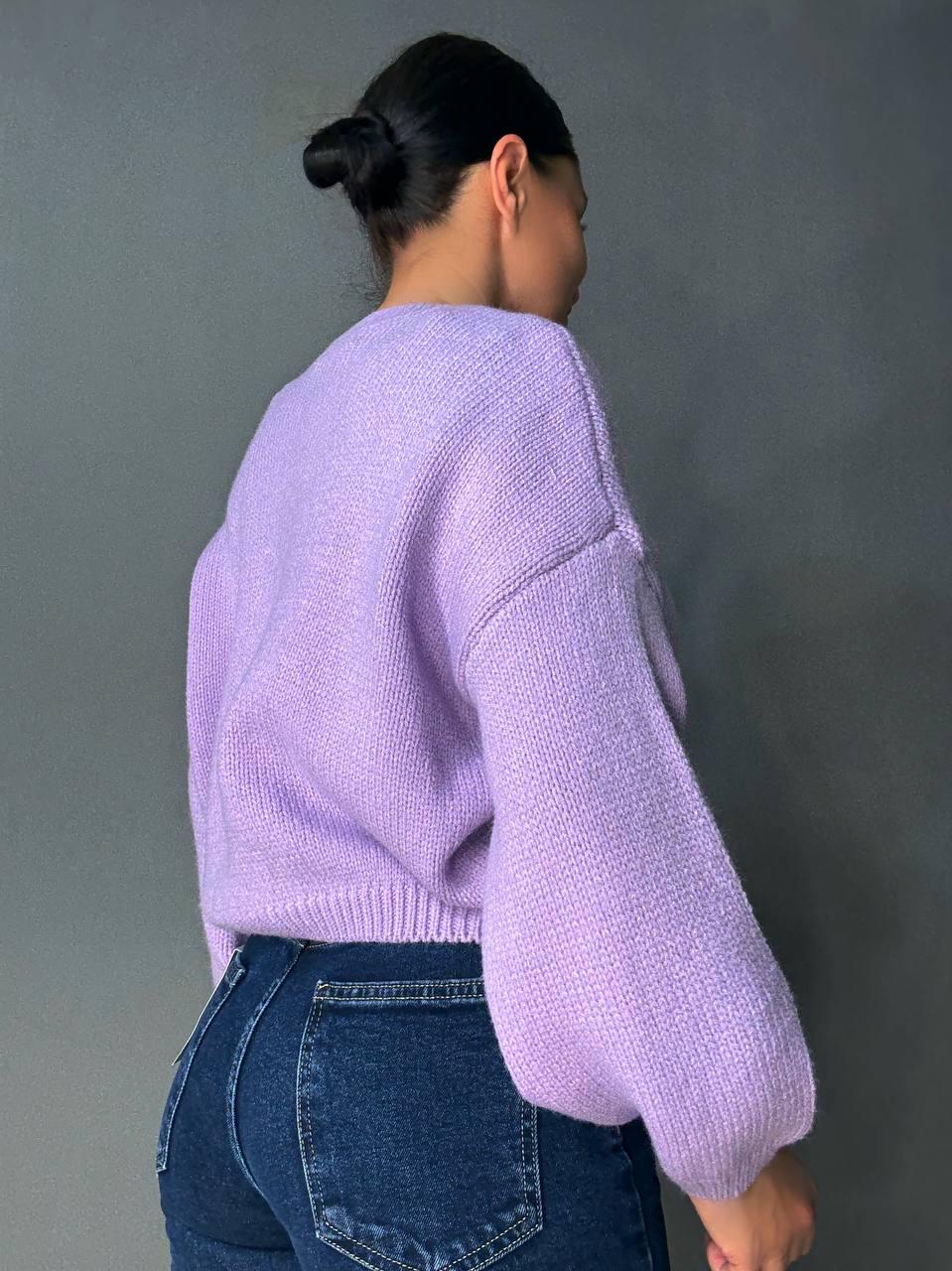 Светр жіночий Fancy Matinee 539 оверсайз однотонний OS Бузковий (5308) - фото 3