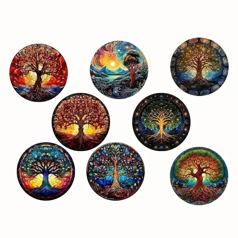 Набор деревянных подставок под чашки Дерево жизни 8 шт.