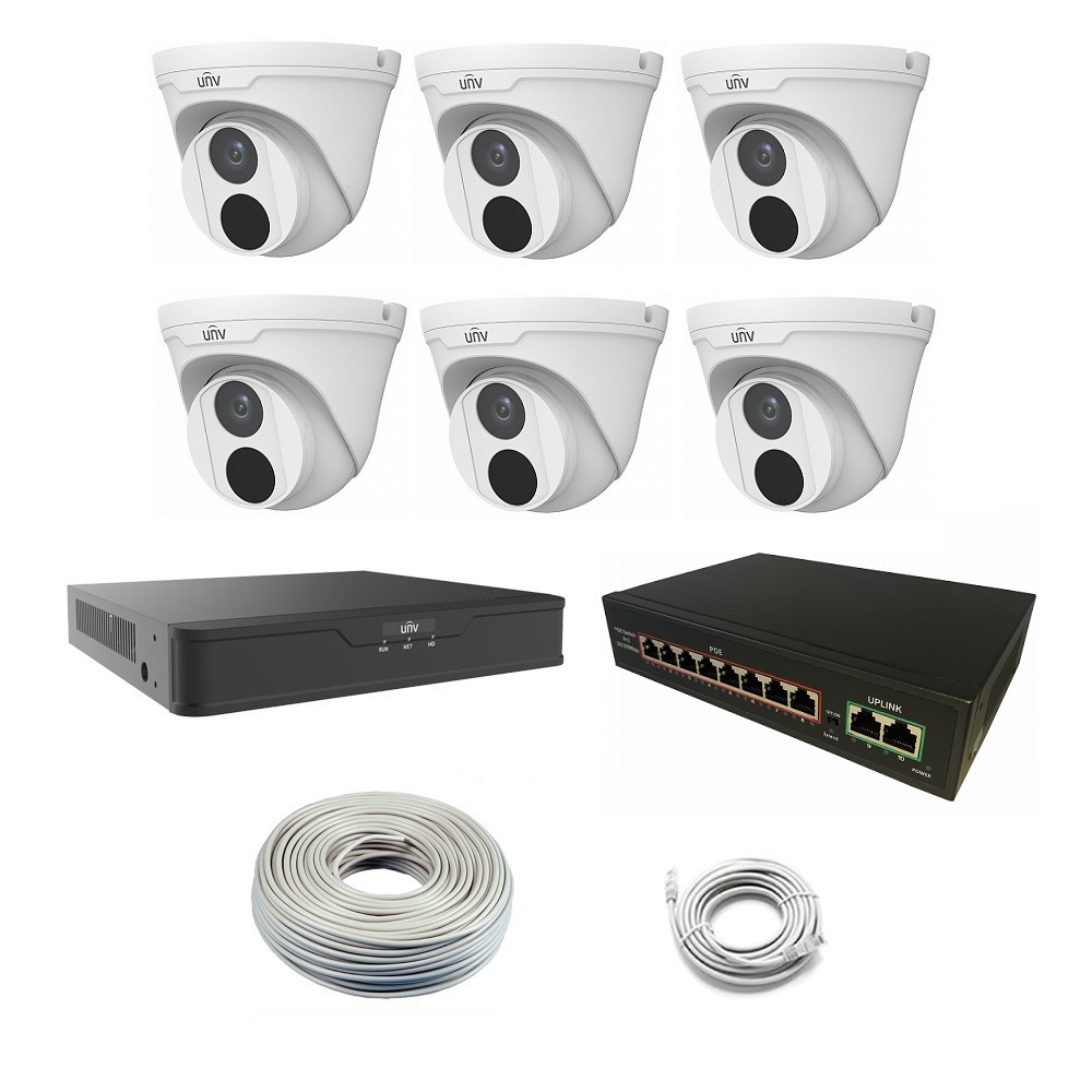 Комплект відеоспостереження Uniview IPC-6D 4Mp KIT