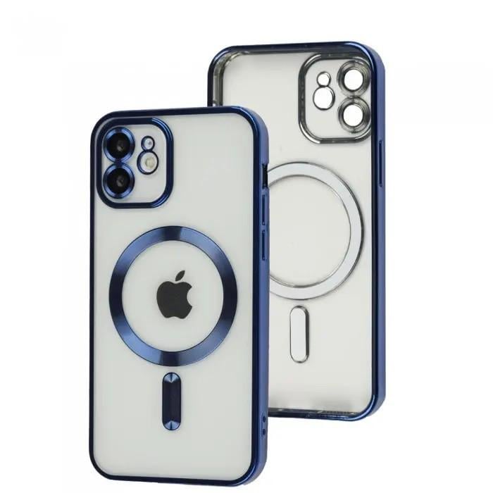 TPU хромовый чехол Fibra Chrome with MagSafe + защита камеры для Apple iPhone 11 (6.1") Blue