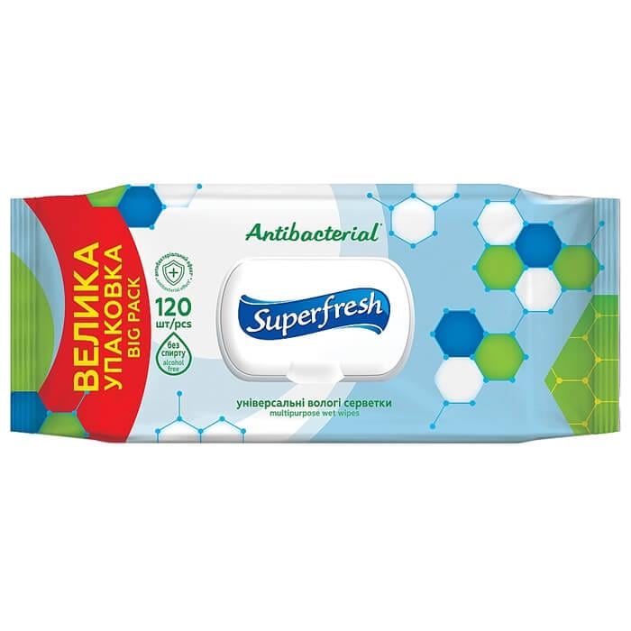 Влажные салфетки Super Fresh с клапаном 120 шт. 9 упак. (2973)