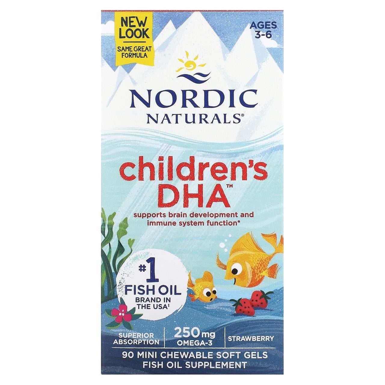 Омега 3 ДГК для детей Nordic Naturals Children's DHA вкус клубники 90 желатиновых мини- капс.