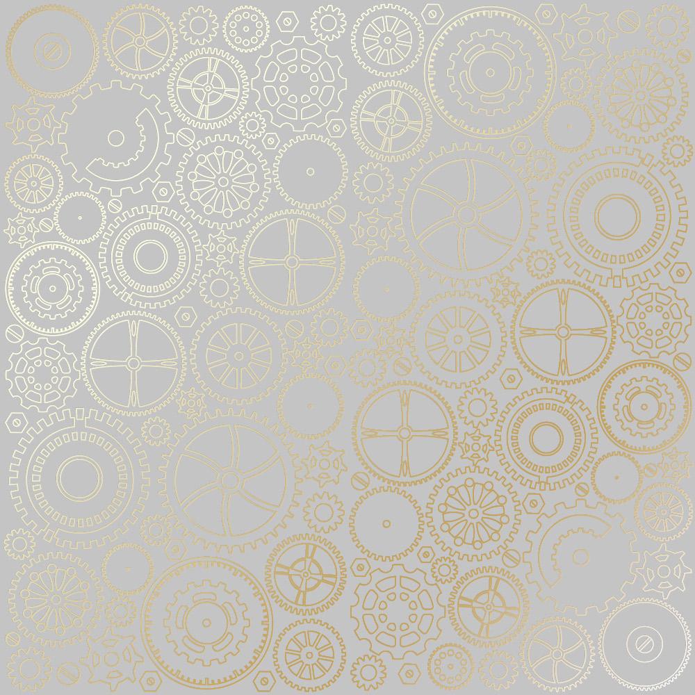 Лист паперу односторонній Golden Gears з фольгуванням 30,5х30,5 см Gray