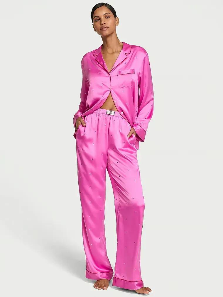 Піжама сатинова сорочка/штани Victoria's Secret Satin Dew Drop Heart Long Pajama Set Regular S Рожевий (26989860) Піжама сатинова сорочка/штани Victoria's Secret Satin Dew Drop Heart Long Pajama Set Regular S Рожевий (26989860)