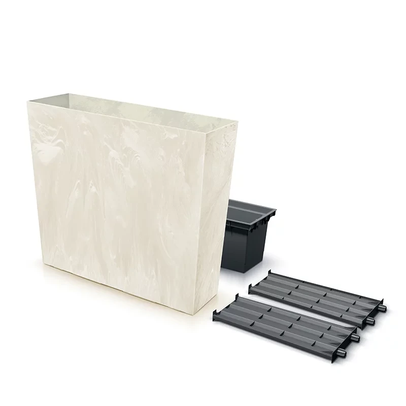Горшок для цветов Prosperplast террасовый Urbi Case Beton Effect Tower 80 см Крем мраморный (DUC800TE-CY700)