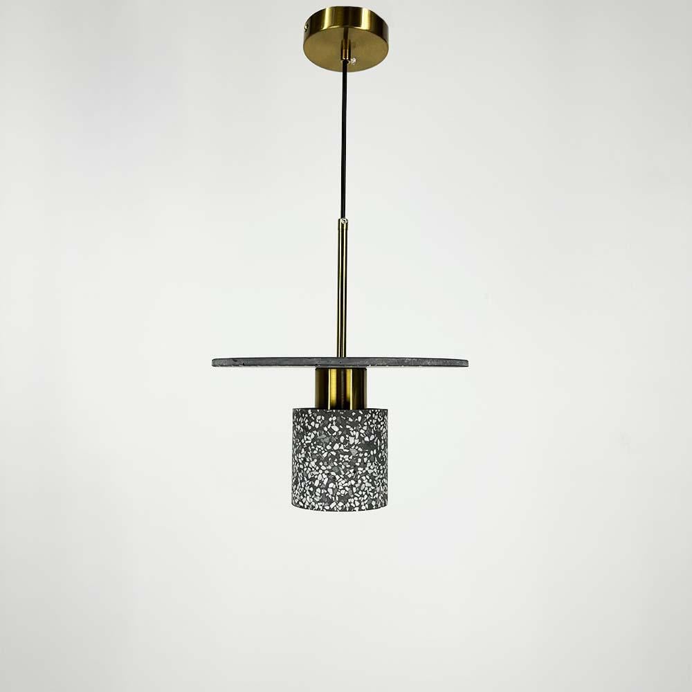 Подвес Line.F MJ 162-300 BK Terrazzo Cylinder с серым бетонным плафоном в стиле Ар-деко 30 см (3182_6419)