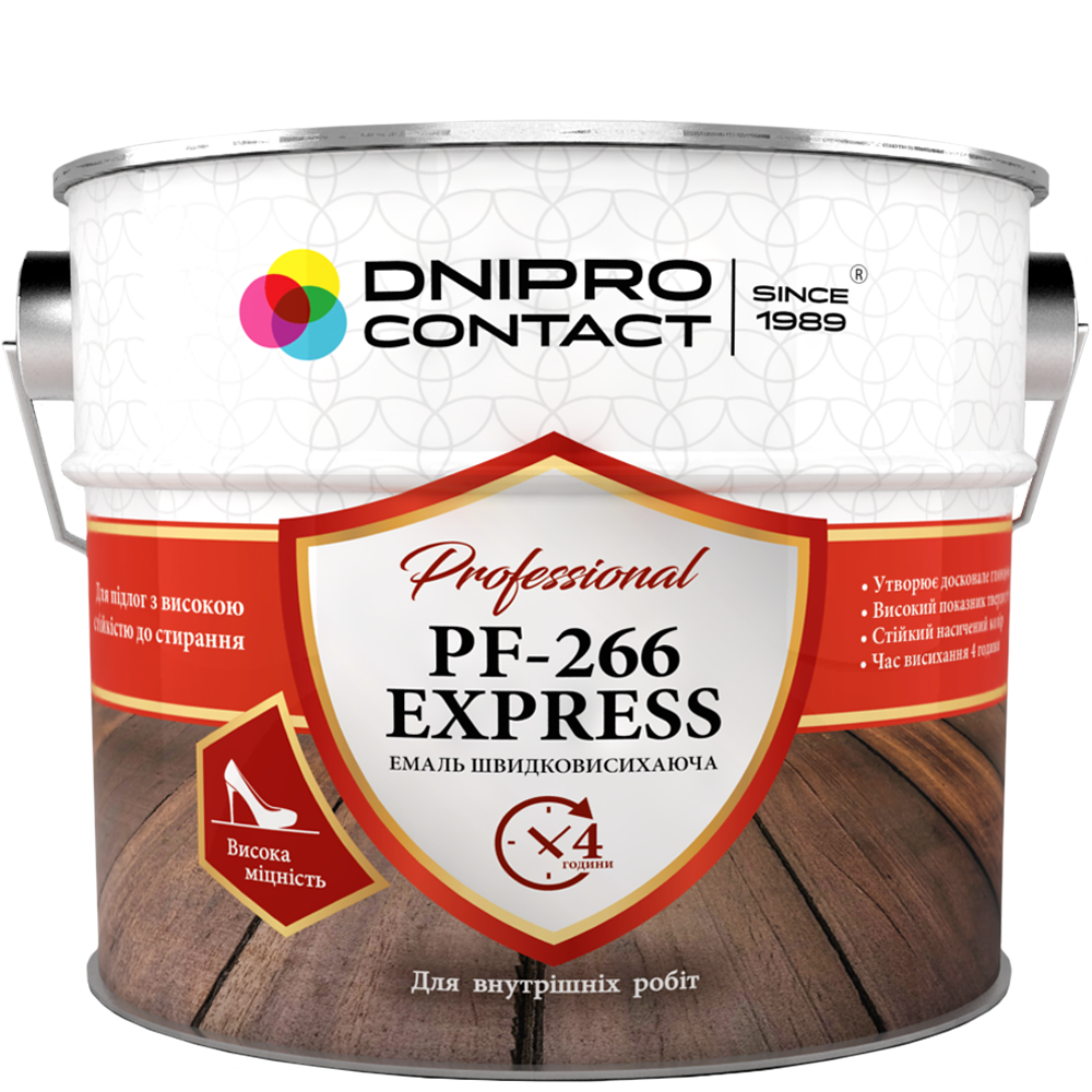 Эмаль алкидная быстросохнущая Днепр-контакт ПФ-266 Express напольный 2,6 л Красно-коричневый (2458609027)