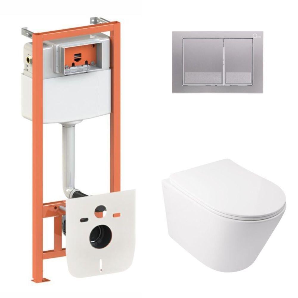 Комплект для ванной комнаты Qtap подвесной унитаз Swan Ultra Quiet и комплект установки Nest 4в1 квадратная клавиша (2610410221)