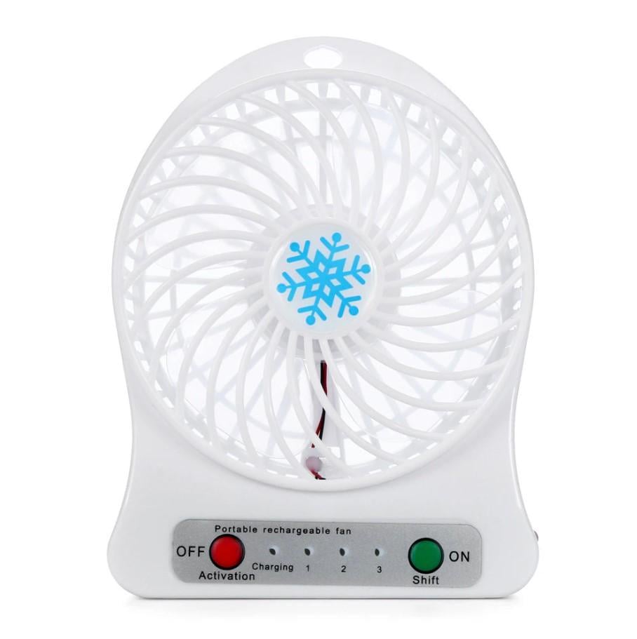 Вентилятор портативный Mini Fan с аккумулятором настольный Белый