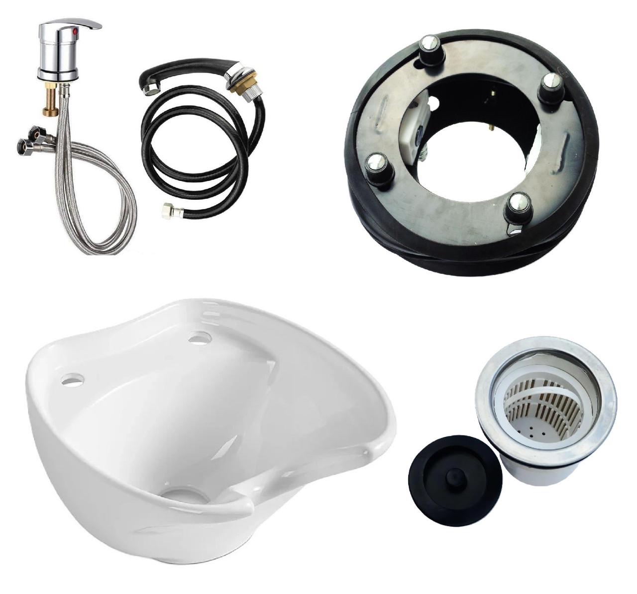 Раковина к парикмахерской мойке с сантехникой ДенІС professional СОЛО/SOLO керамическая Белый (2445040704)