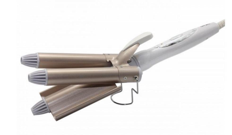 Плойка щипці для волосся потрійна хвиляста Geemy Gm-1988 три хвилі 3 хвилі Золотисто-білий (311) - фото 5 Плойка щипці для волосся потрійна хвиляста Geemy Gm-1988 три хвилі 3 хвилі Золотисто-білий (311) - фото 5