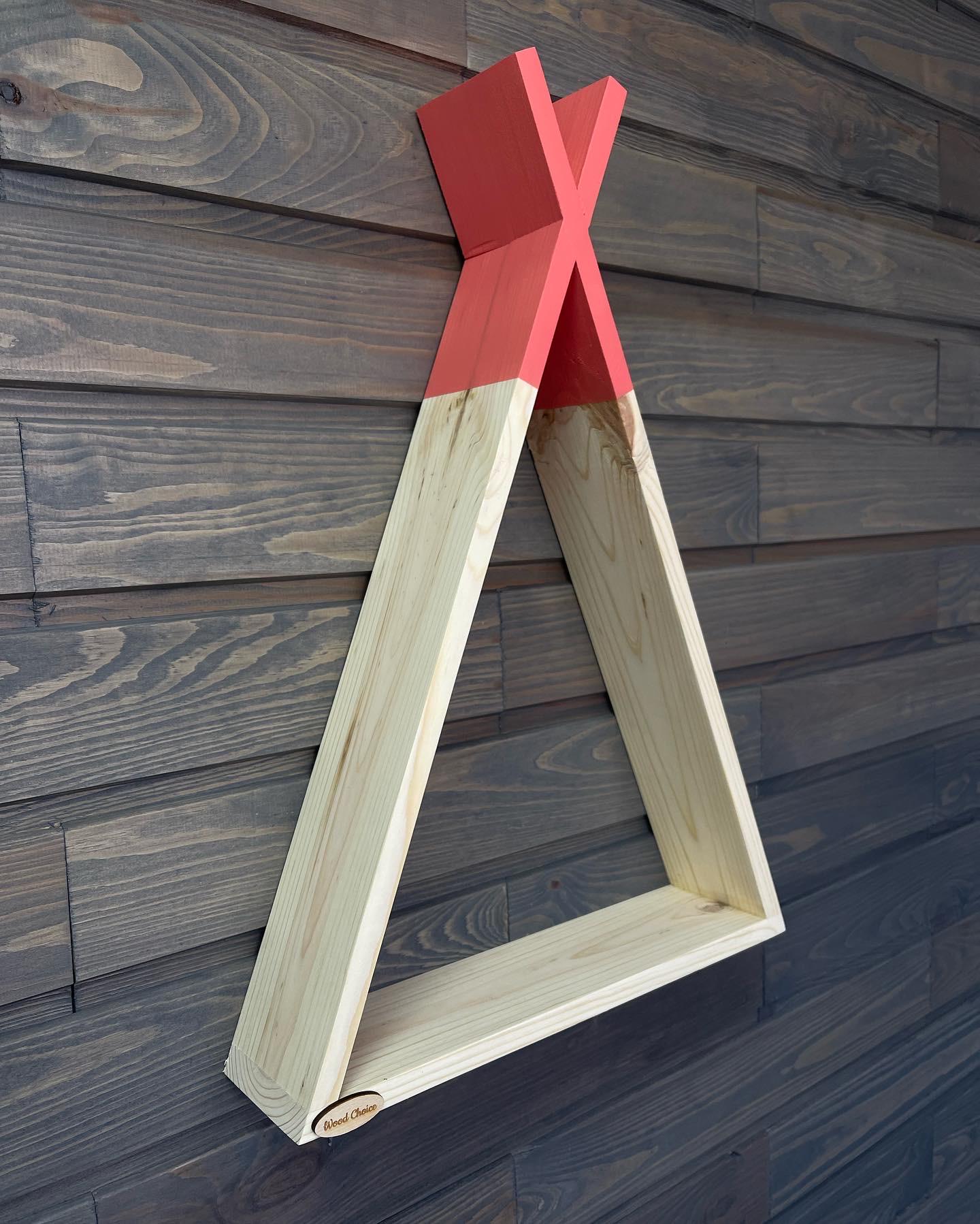 Настінна поличка вігвам 48х35х8см Дерево/Рожевий - фото 2 Настінна поличка вігвам 48х35х8см Дерево/Рожевий - фото 2