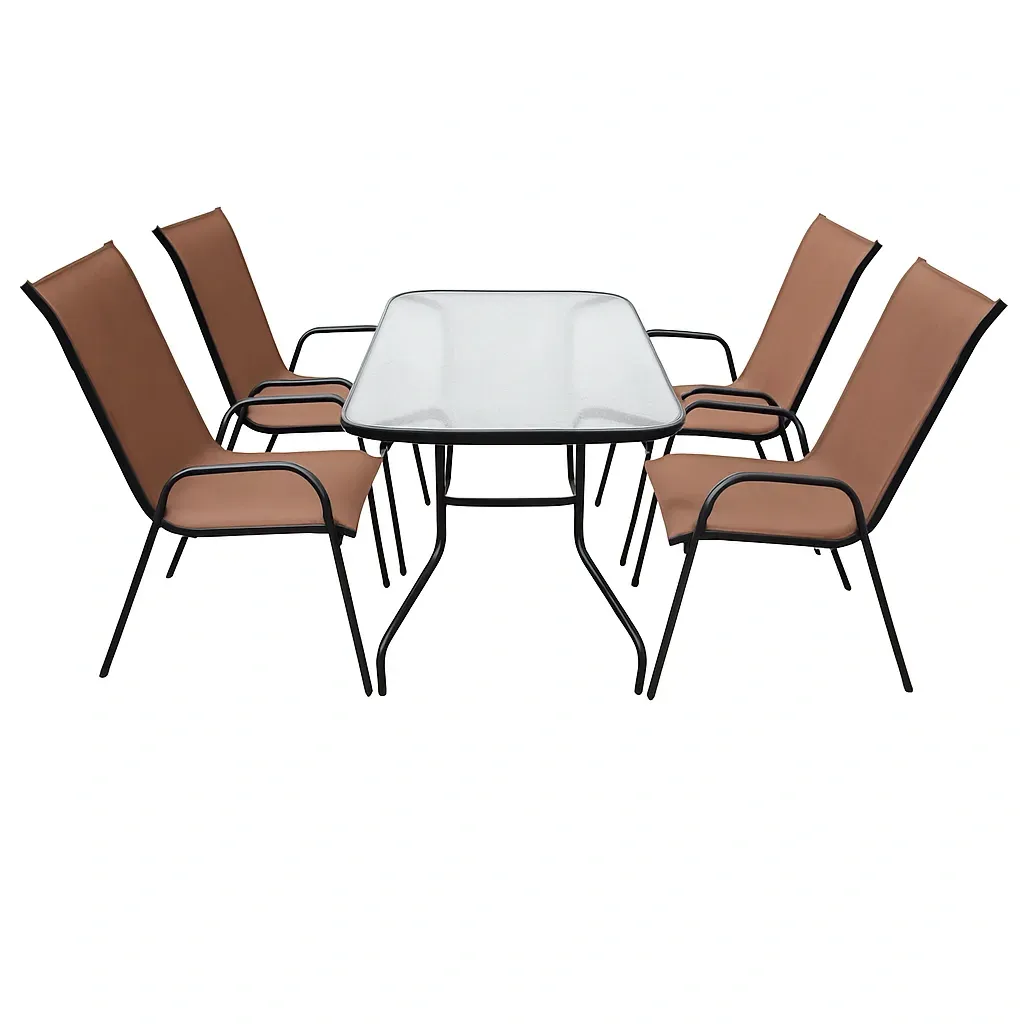 Комплект садових меблів 4Points Toscana-4 прямокутний стіл та 4 стільця 140х80 см Коричневий