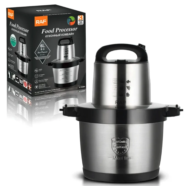 Електричний подрібнювач RAF R.7008 1600 Вт з чашею 6 л (9821)