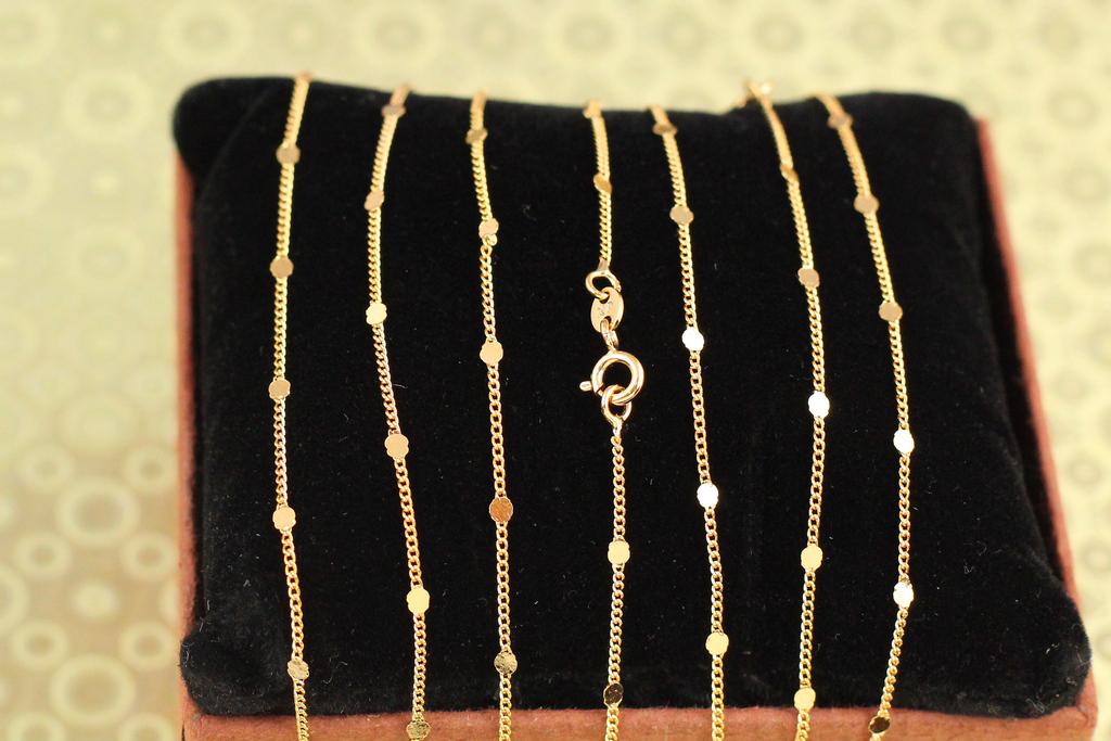 Цепь Xuping Jewelry Панцирная с круглыми вставками 45 см 1 мм Золотая (33967772)