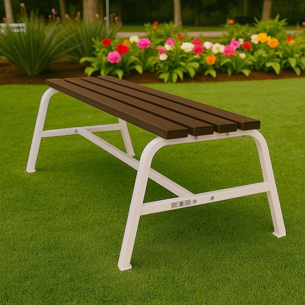 Лавка садова ТОБІ ШО без спинки для дачі/парку 1503х450х650 мм Коричнево-Білий - фото 4 Лавка садова ТОБІ ШО без спинки для дачі/парку 1503х450х650 мм Коричнево-Білий - фото 4