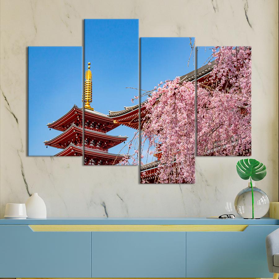 Картина город Вид на храм Сэнсодзи в Токио 129x90 см (A861-4)