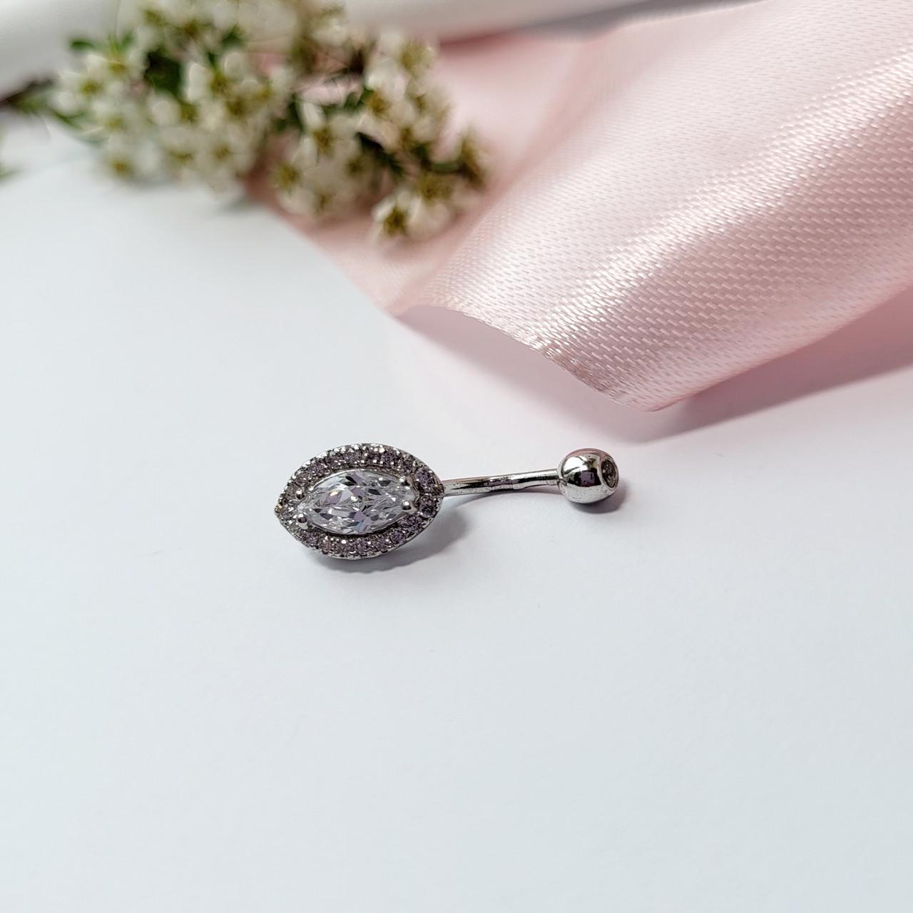 Пирсинг в пупок Маркиз с белыми камнями серебро 925 пробы 1,60 г (607434р) - фото 1 Пирсинг в пупок Маркиз с белыми камнями серебро 925 пробы 1,60 г (607434р) - фото 1