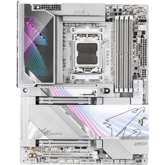 Материнская плата GIGABYTE AORUS X870 Master X3D Ice ATX sAM5 AMD X870 4xDDR5 5xM.2 2xSATA HDMI 2xUSB4 10 GbE White (31330405)