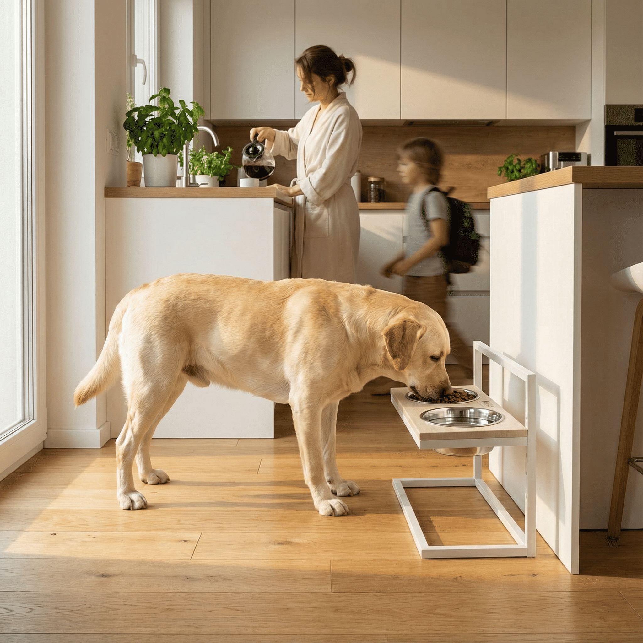 Миски на регулируемой подставке для больших собак Hollky Flex L 2х1,8 л (FL-502850-WHWH)