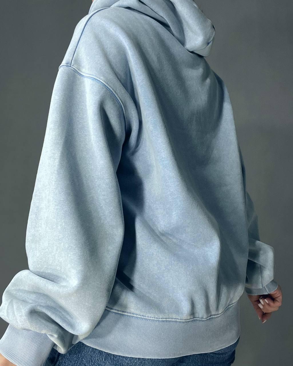 Худі жіночий A-N 25040 подовжений з капюшоном варений тай дай OS Блакитний (3432) - фото 9