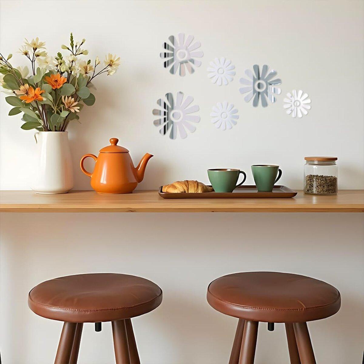 Декор дзеркальний акриловий самоклеючий Квіти 6 шт. Сріблястий (SW-00002519) - фото 6 Декор дзеркальний акриловий самоклеючий Квіти 6 шт. Сріблястий (SW-00002519) - фото 6