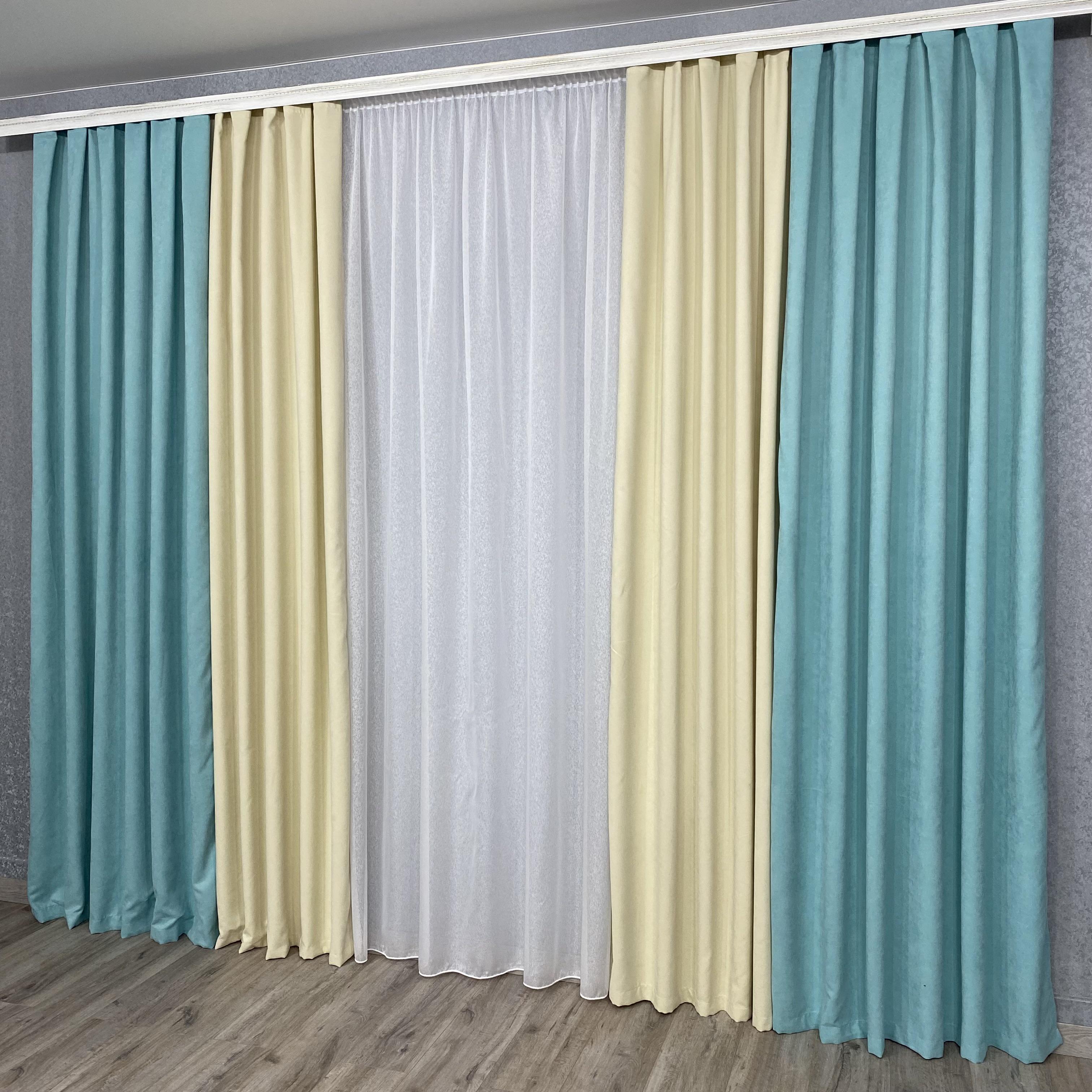 Шторы TG Home Дуэт №450 микровелюр 1,50х2,70 м Мятно-кремовый (450-250/208) - фото 8