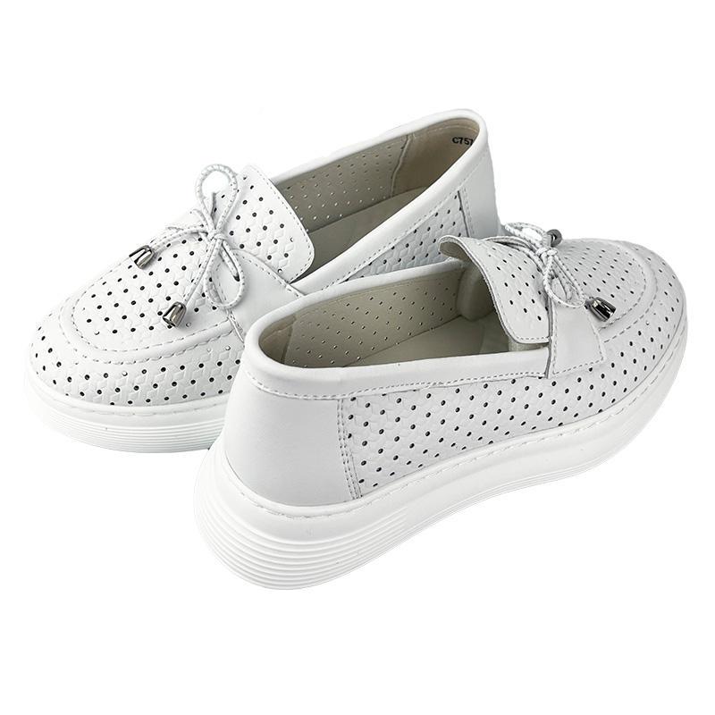 Лоферы женские перфорированная кожа 7057-1 р. 36 23 см Белый - фото 3