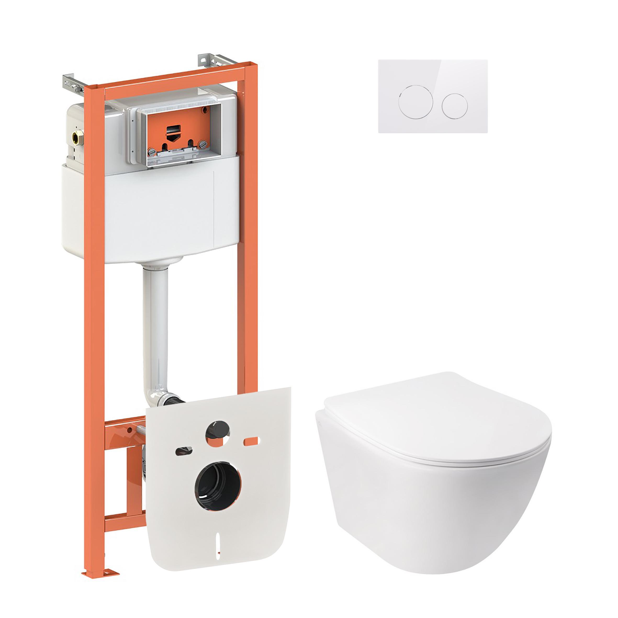 Комплект інсталяції Q-tap Nest/Jay QT07335176W0133M425M11110W з унітазом кнопка Білий (124650)