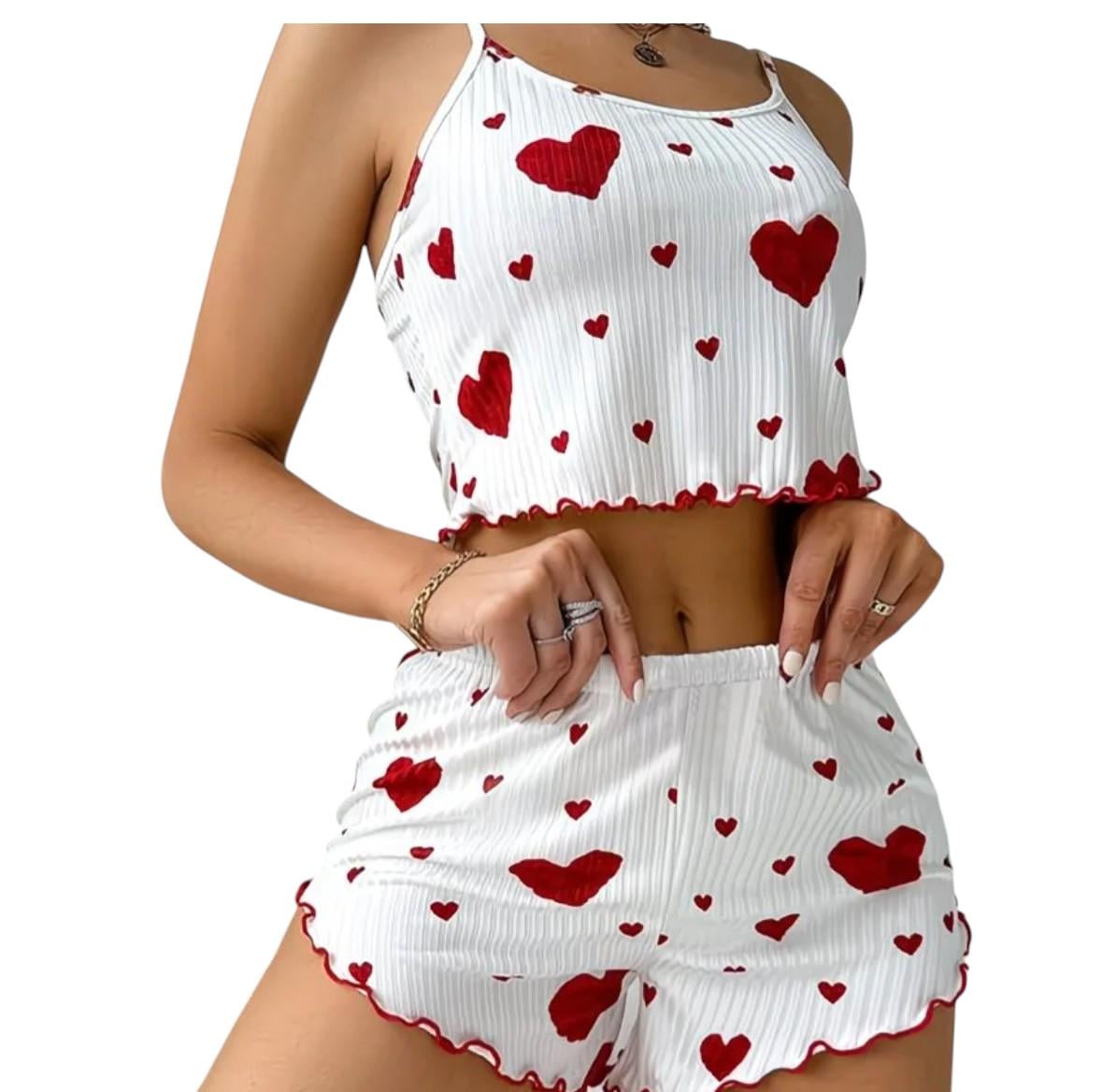 Комплект женской пижамы Heart Romance топ на бретелях и шорты (19)