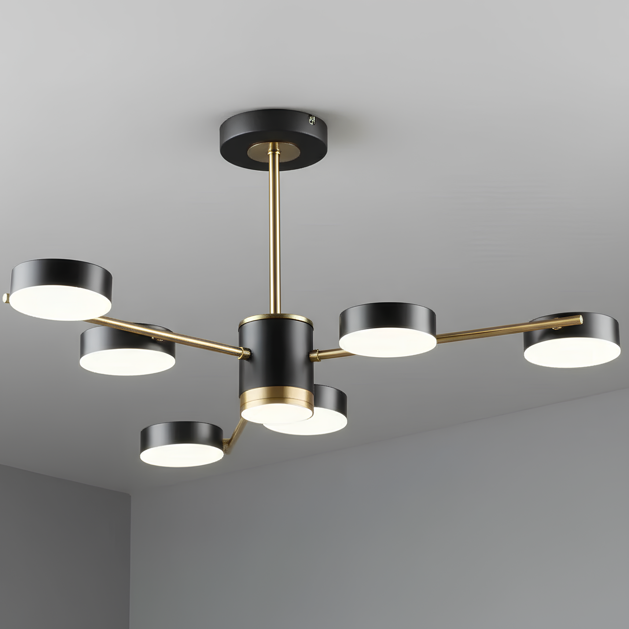 Люстра светодиодная Sirius 48W с круглыми рассеивателями 3000-6500K Черный/Медный (B N6369/6 COP+BK)