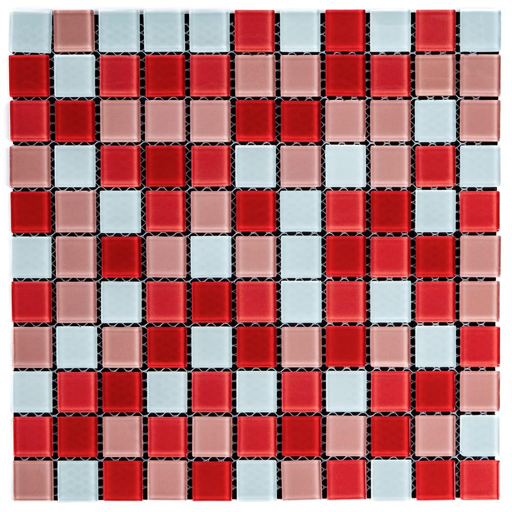 Плитка мозаика стеклянная декоративная Sticker Wall на клеевой основе 298х298х4,5 мм Красный (SW-00002367)