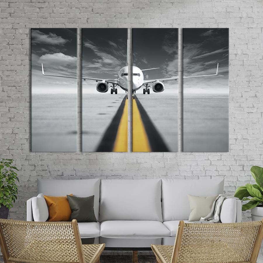 Картина модульная из 4 частей Большой белый самолет XL 209x133 см (109-41)