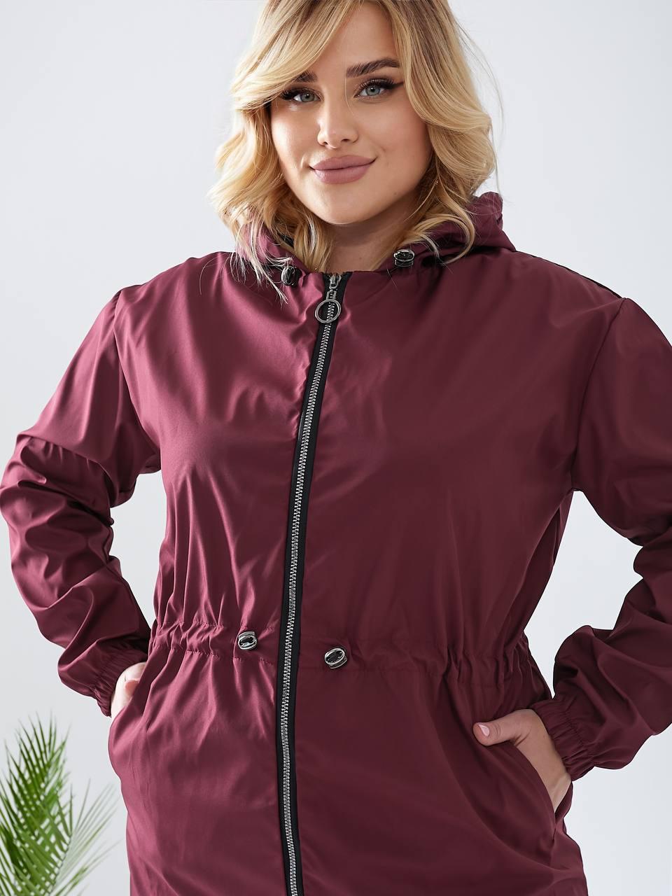 Плащ демісезонний Aiza А102 з капюшоном р. 46-48 Бордовий - фото 2 Плащ демісезонний Aiza А102 з капюшоном р. 46-48 Бордовий - фото 2