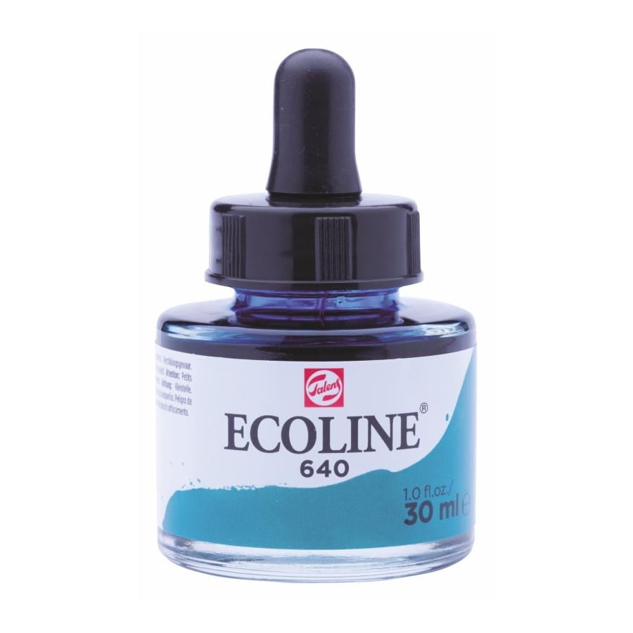Фарба акварельна рідка Rosa Ecoline 30 мл 3 шт. 640 Зелено-синя (8712079407285 11256401)