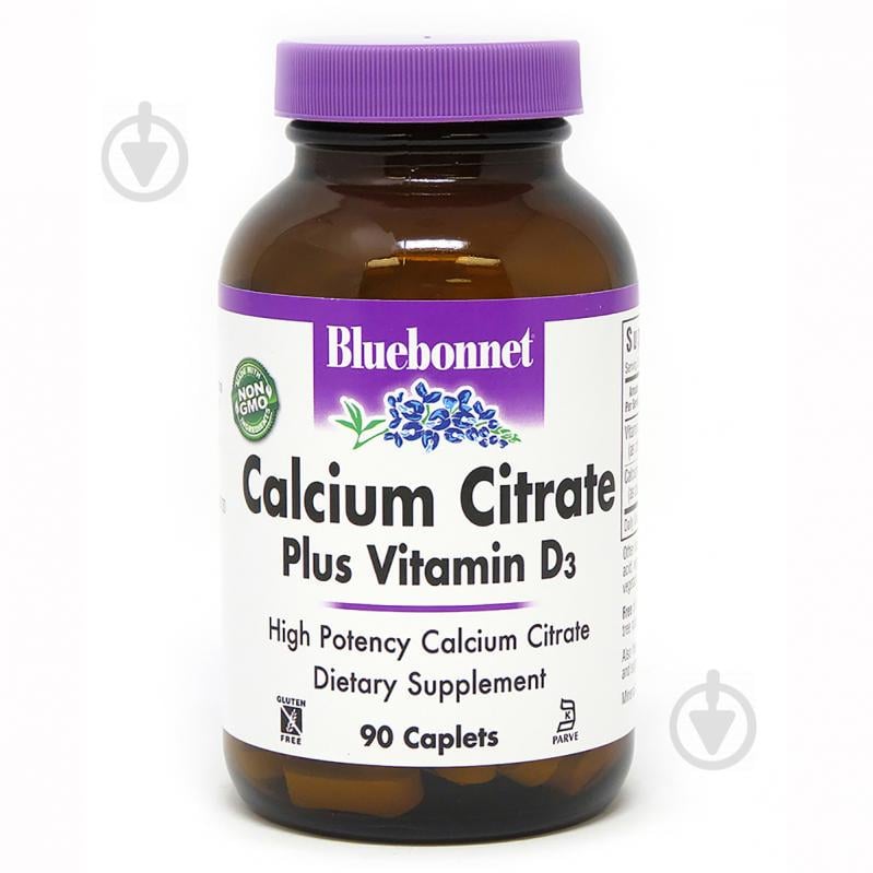 Кальций цитрат + Витамин D3, Bluebonnet Nutrition, 90 каплет