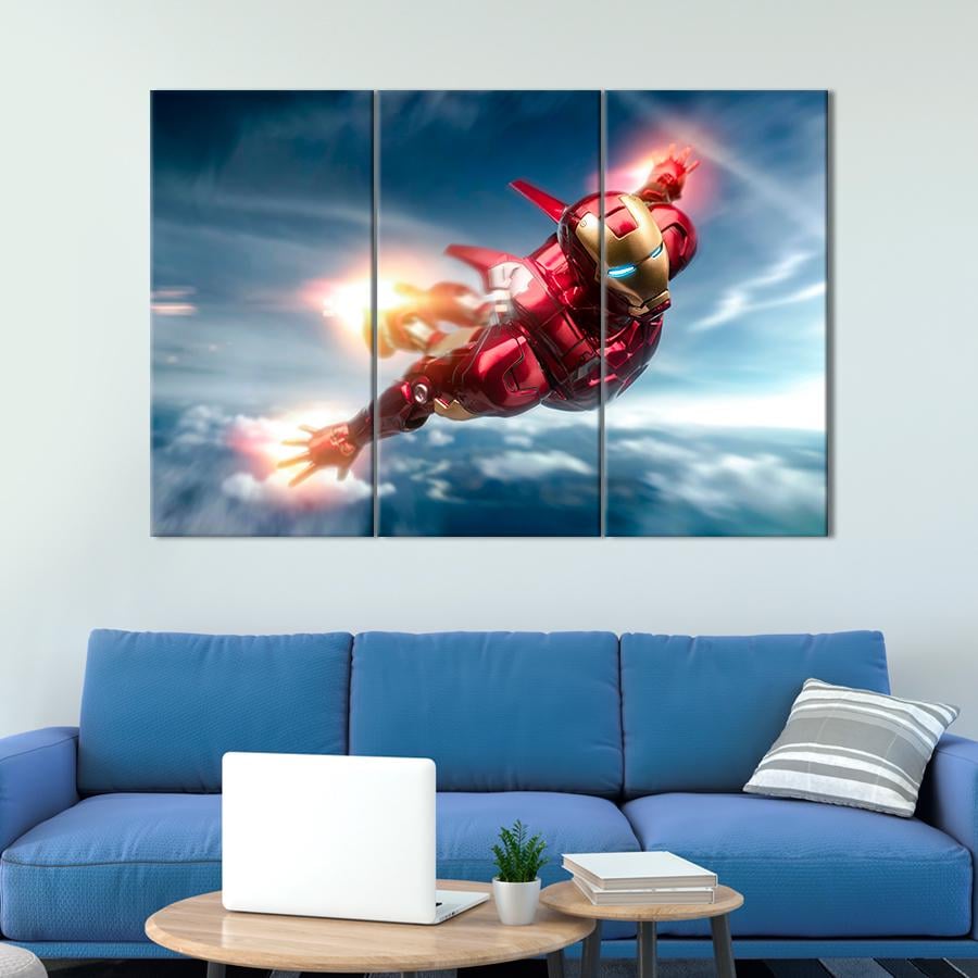 Настенний декор Полёт Старка в броне Железного человека 156x100 см (A64-3)